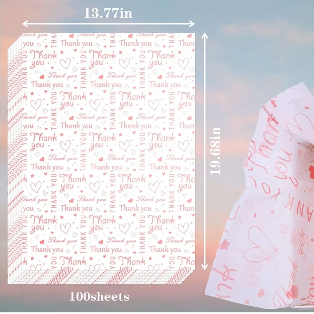 100 Pink Thank You Tissue Paper Sheets, 14x20 PRICE IS FIRM - Picture 6 of 8